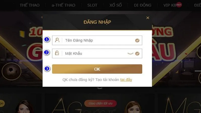 Thực hiện đăng nhập tài khoản 009 để tham gia đặt cược